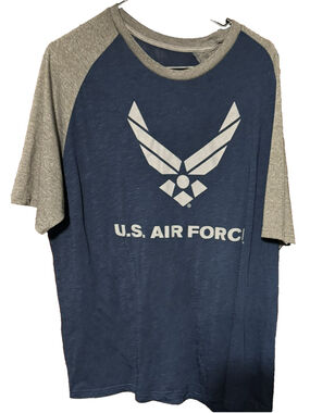 US Air Force Blue/Gray Raglan Logo T-shirt Men's Size XL (?)